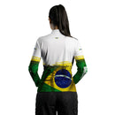 Camisa P Agro Feminina Brk Brasil Branca com Proteção Solar UV50+